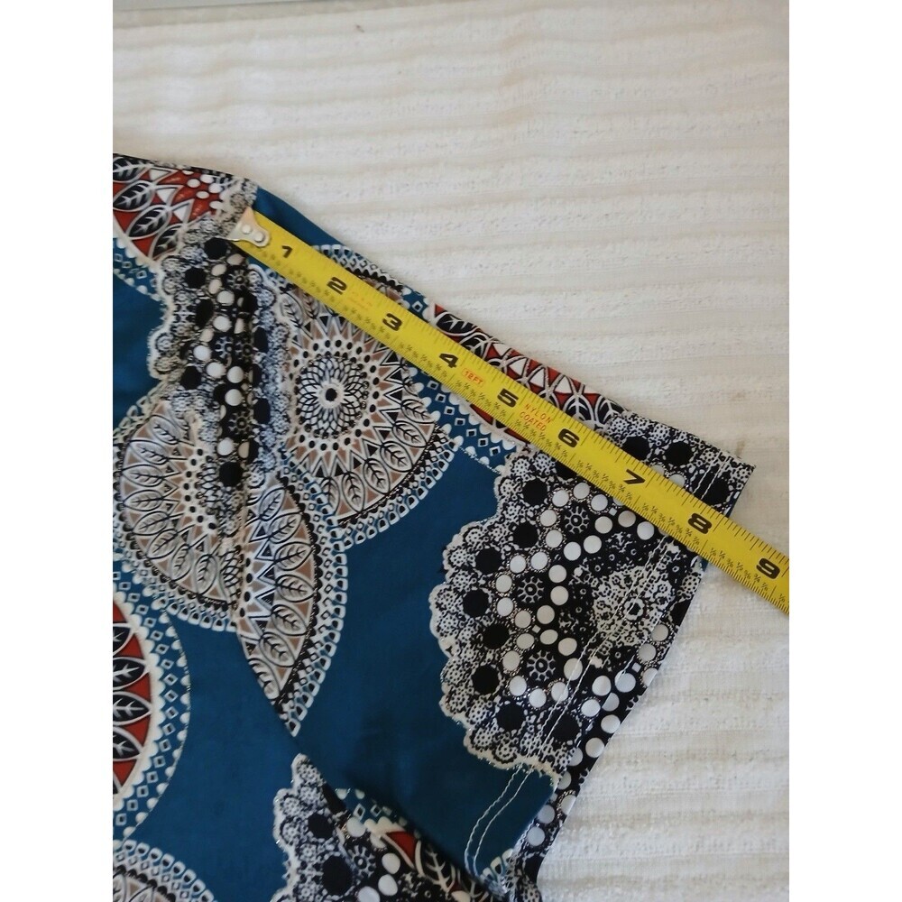 Lavish 2X Plus Size Boho Mandala Print Tunic Top Blue Multicolor Short Sleeve - Picture 13 of 15